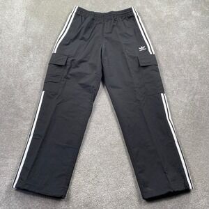 adidas Black Cargo Pants with White Side Stripes
